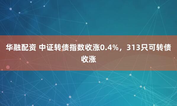 华融配资 中证转债指数收涨0.4%，313只可转债收涨