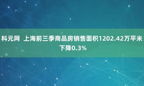 科元网  上海前三季商品房销售面积1202.42万平米 下降0.3%